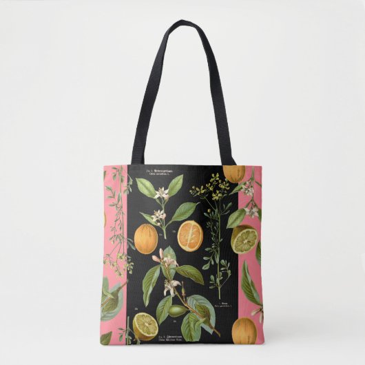 Sinaasappels en lemmetjes  met roze accenten tote bag (Voorkant)