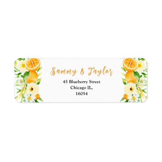 Sinaasappels en Lover Bruiloft Etiket (Voorkant)