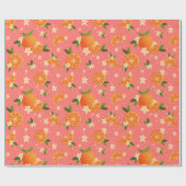 Sinaasappels en oranje bloesemvreugde cadeaupapier (Vlak)