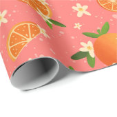 Sinaasappels en oranje bloesemvreugde cadeaupapier (Rol Hoek)