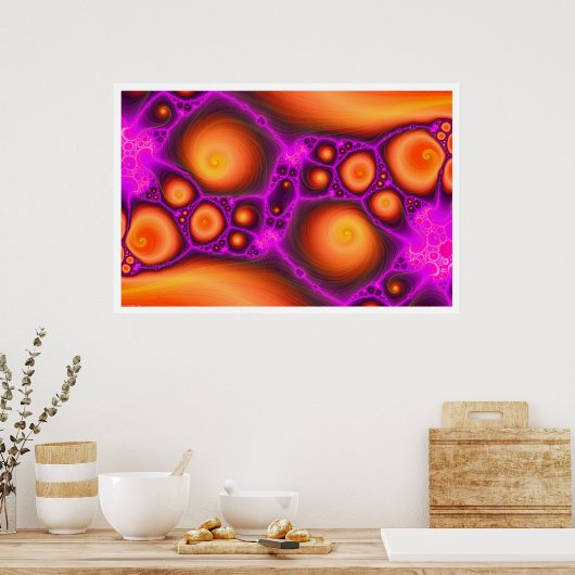 Sinaasappels en Purples Fractal #1 Poster (Keuken)