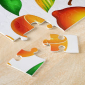 Sinaasappels en rood fruitpatroon met groene Plant Legpuzzel (Zijkant)