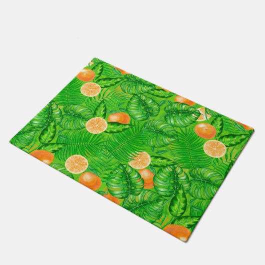 Sinaasappels en tropische bladeren deurmat (Schuin)
