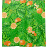 Sinaasappels en tropische bladeren douchegordijn (Voorkant)