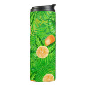 Sinaasappels en tropische bladeren thermosbeker (Gedraaid links)
