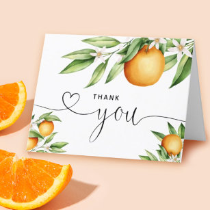Sinaasappels Floral Branch Hand Lettered Bedankkaart