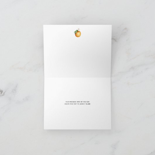 Sinaasappels Floral Branch Hand Lettered Bedankkaart (Binnen)