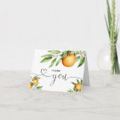 Sinaasappels Floral Branch Hand Lettered Bedankkaart (Voorkant)