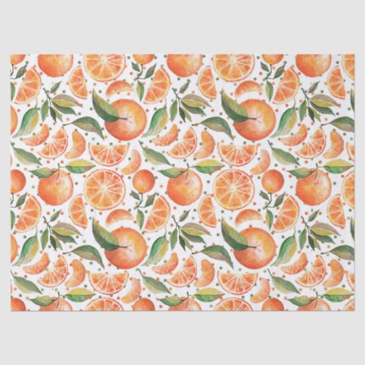 Sinaasappels Fruit Citrus Groene Bladeren Wit Tissuepapier (Voorkant)