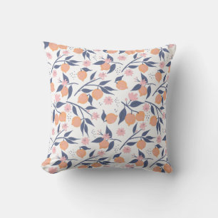 Sinaasappels fruit met blauw blad kussen
