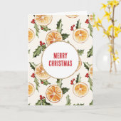 Sinaasappels Fruitkerst Kaart (Gele Bloem)