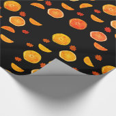 Sinaasappels fruitpatroon cadeaupapier (Hoek)
