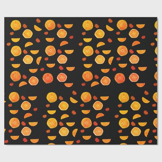 Sinaasappels fruitpatroon cadeaupapier (Vlak)