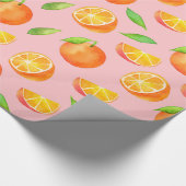 Sinaasappels fruitpatroon, Waterverf Citrus Cadeaupapier (Hoek)