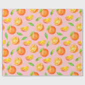 Sinaasappels fruitpatroon, Waterverf Citrus Cadeaupapier (Vlak)