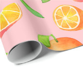 Sinaasappels fruitpatroon, Waterverf Citrus Cadeaupapier (Rol Hoek)