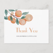 Sinaasappels Green Leaf Baby shower Bedankt Briefkaart (Voorkant)