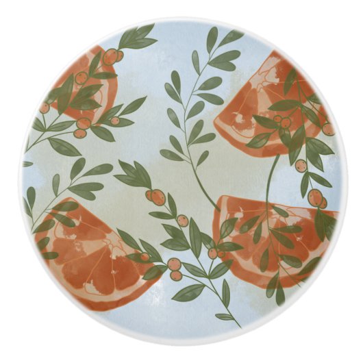 Sinaasappels Greenery Keramische Knop (Voorkant)