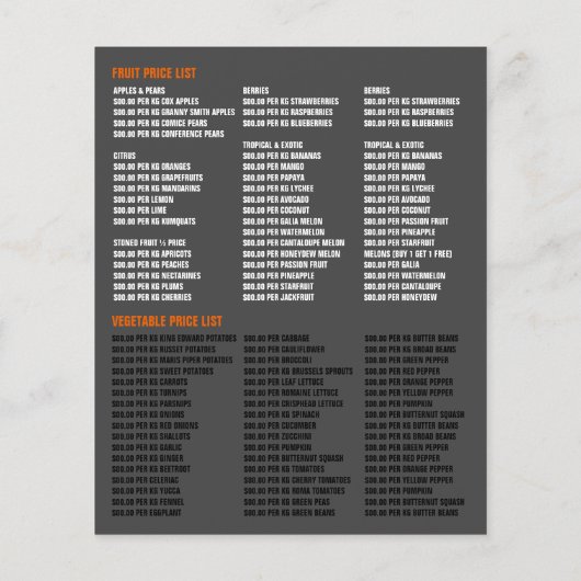 Sinaasappels, Greengrocers Adverteren Flyer (Achterkant)