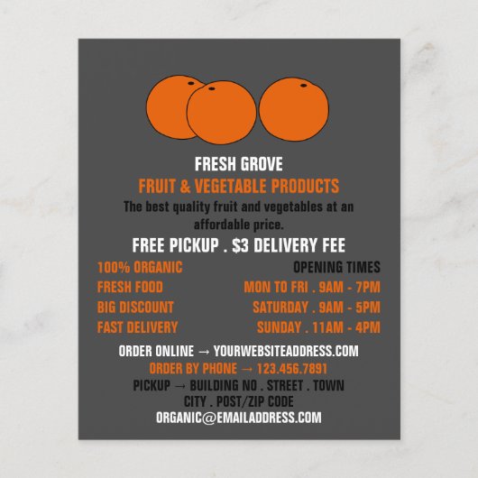 Sinaasappels, Greengrocers Adverteren Flyer (Voorkant)