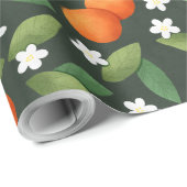 Sinaasappels, groene bladeren en witte bloemen cadeaupapier (Rol Hoek)