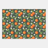 Sinaasappels, groene bladeren en witte bloemen inpakpapier vel (Voorkant 2)