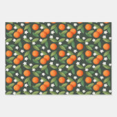 Sinaasappels, groene bladeren en witte bloemen inpakpapier vel (Voorkant 2)
