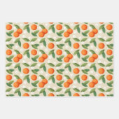 Sinaasappels, groene bladeren en witte bloemen inpakpapier vel (Voorkant 2)