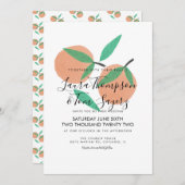 Sinaasappels Hand Drawn Citrus Greenery Wedding Kaart (Voorkant / Achterkant)