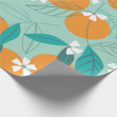Sinaasappels in bladeren bloeien. illustratie cadeaupapier (Hoek)