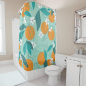 Sinaasappels in bladeren bloeien. illustratie douchegordijn (In situ)