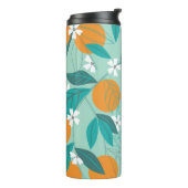 Sinaasappels in bladeren bloeien. illustratie thermosbeker (Gedraaid links)