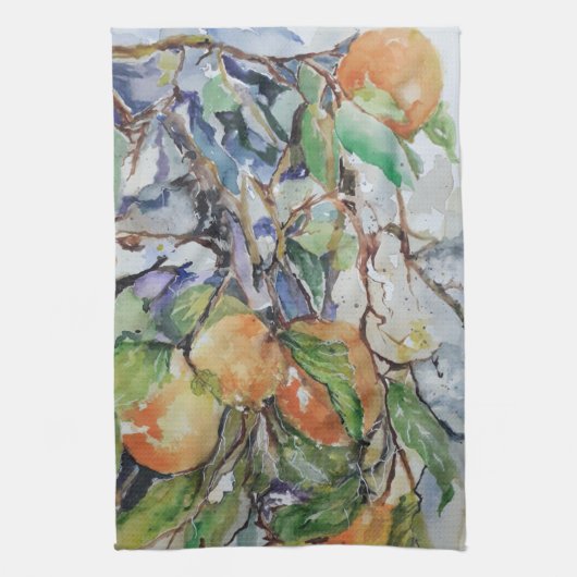 Sinaasappels in de boom. theedoek (Verticaal)