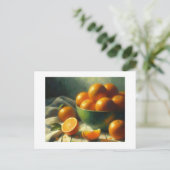 Sinaasappels in Green Bowl Stilleven, Briefkaart (Staand voorkant)