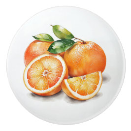 Sinaasappels in plakken en in gehele vorm keramische knop