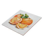 Sinaasappels in plakken en in gehele vorm tegeltje (Zijkant)