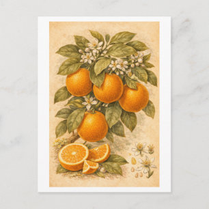 Sinaasappels in vintage stijl botanische illustrat briefkaart