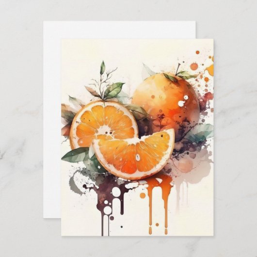 Sinaasappels in Waterverven Feestdagenkaart (Voorkant / Achterkant)