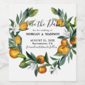 Sinaasappels krans Bruiloft Bewaar de datum Wijnla Wijn Etiket (Enkel label)