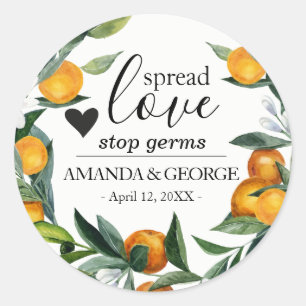 Sinaasappels krans Trouw Handdesinfectiemiddel Ronde Sticker