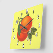 Sinaasappels  kunstwandklok vierkante klok (Hoek)