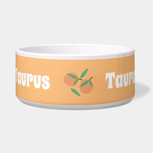 Sinaasappels Leaf Hand Drawn Name Voerbakje (Voorkant)