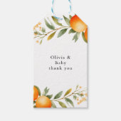 Sinaasappels Little Cutie Baby shower Cadeaulabel (Voorkant)