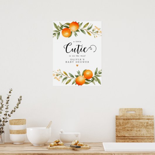 Sinaasappels Little Cutie Baby shower Welkom Poster (Keuken)