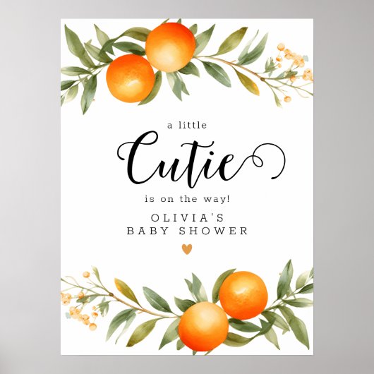 Sinaasappels Little Cutie Baby shower Welkom Poster (Voorkant)