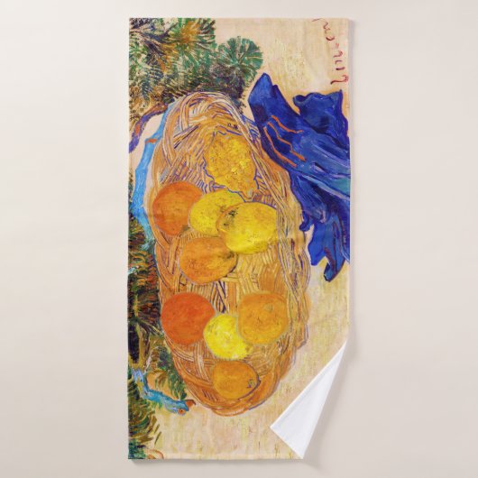 Sinaasappels met blauwe handschoenen, Van Gogh Badhanddoek (Badhanddoek)