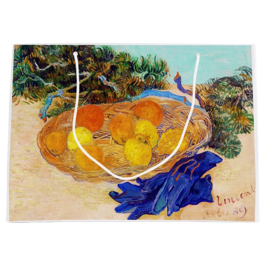 Sinaasappels met blauwe handschoenen, Van Gogh Groot Cadeauzakje (Voorkant)