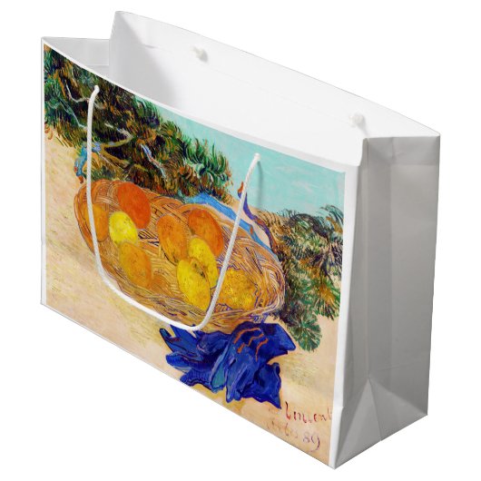 Sinaasappels met blauwe handschoenen, Van Gogh Groot Cadeauzakje (Voorkant Gekanteld)