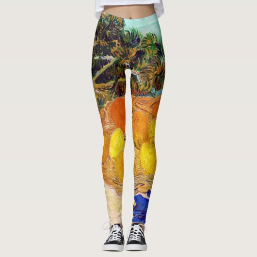 Sinaasappels met blauwe handschoenen, Van Gogh Leggings (Voorkant)