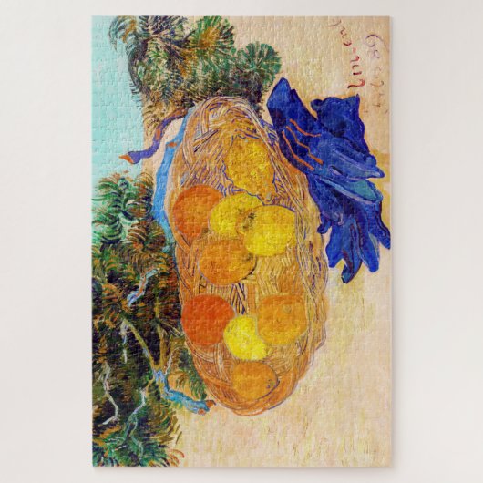 Sinaasappels met blauwe handschoenen, Van Gogh Legpuzzel (Verticaal)